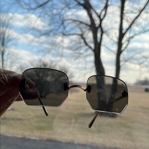Vtg Rimless Y2K Sunglasses Metal Arms Hip Hop Unbranded 80s 90s **READ**